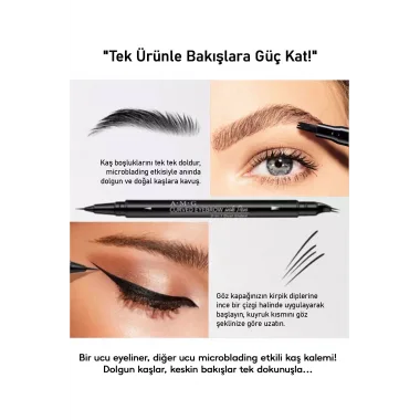 Suya Dayanıklı Çatal Uçlu Kaş Kalemi – 2’si 1 Arada Microblading Etkili Eyeliner & Kaş Kalemi