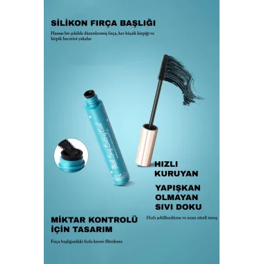 Suya Dayanıklı Kıvırıcı Maskara – Uzun Süre Kalıcı Siyah 10g