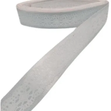 Tafta Dantel Görünümlü Kurdele Gri 25 Mm 10 Metre