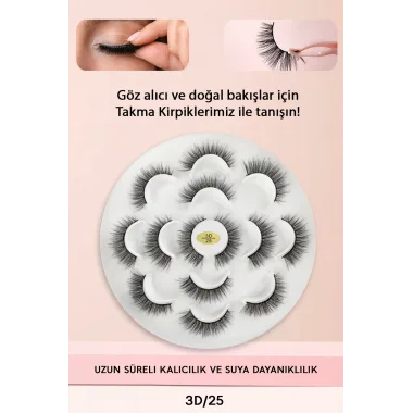 Takma Kirpik 3d Etkili 7 Çift – Günlük Ve Özel Günler Için İdeal 3d25