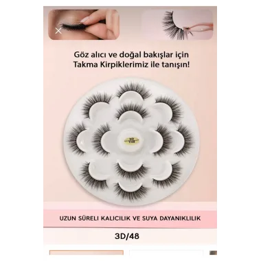 Takma Kirpik Doğal Ipek 3d-48 ( 7 Çift) Hacimli Doğal Görünüm