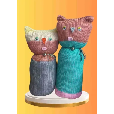 Tıkırık Örgü Yastık Uyku ve Oyun Arkadaşı Çikito&Gümüş - 35 cm-45 cm