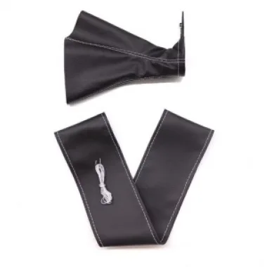 Tüm Araçlara Uyumlu Direksiyon Kılıfı Ve Vites Körüğü Siyah Deri Gri Nakışlı