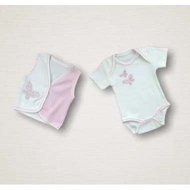 Uçan Kelebekler Nakışlı %100 Cotton Antibakteriyel 10lu Zıbın Takımı Hastane Çıkışı