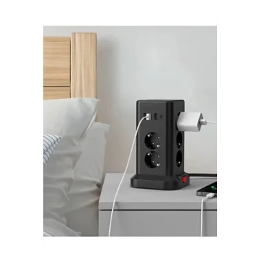 Wp711 Akım Korumalı Priz Kablosuz Şarj İstasyonu 11x Soket 3x Usb 1xtype-c Kablolu Grup Priz