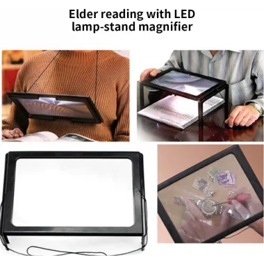 Yaşlılar İçin A4 Boyutu Masa Tipi Işıklı Okuma Büyüteç Th275205b