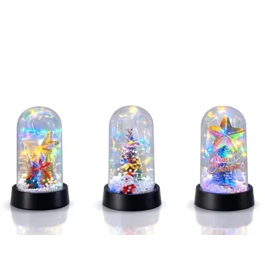 Yılbaşı Temalı Işıklı Dekoratif Cam Fanus Alk5038