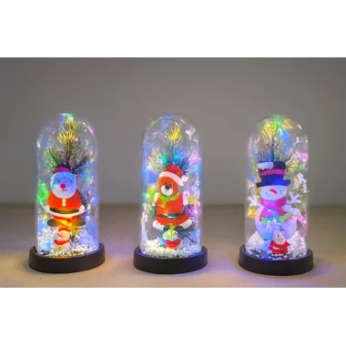 Yılbaşı Temalı Işıklı Dekoratif Cam Fanus Alk5075