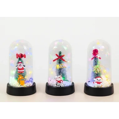 Yılbaşı Temalı Işıklı Dekoratif Cam Fanus Alk5076