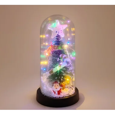 Yılbaşı Temalı Işıklı Dekoratif Cam Fanus Alk5077