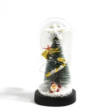 Yılbaşı Temalı Işıklı Dekoratif Cam Fanus Alk5077