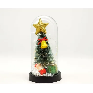 Yılbaşı Temalı Işıklı Dekoratif Cam Fanus Alk5078