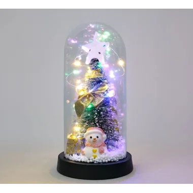 Yılbaşı Temalı Işıklı Dekoratif Cam Fanus Alk5079