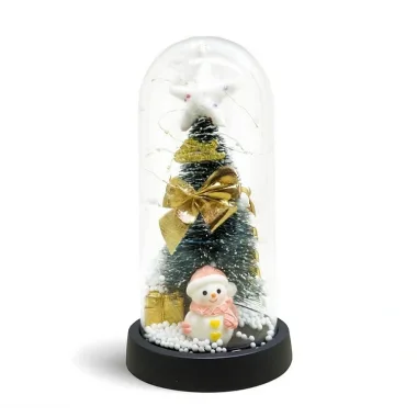 Yılbaşı Temalı Işıklı Dekoratif Cam Fanus Alk5079