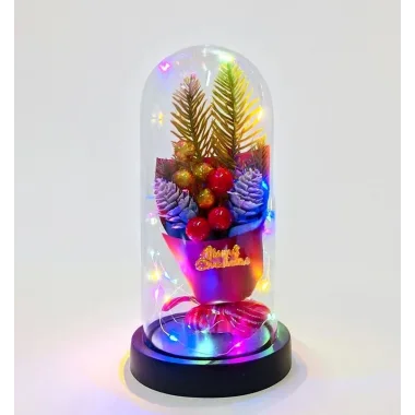 Yılbaşı Temalı Işıklı Dekoratif Cam Fanus Alk5081