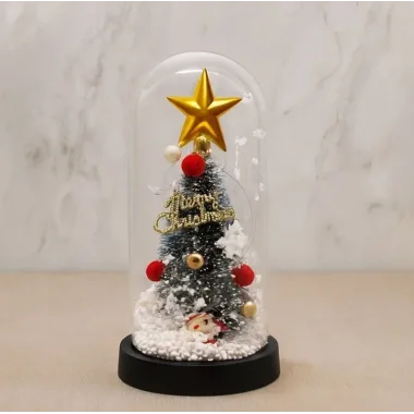 Yılbaşı Temalı Işıklı Dekoratif Cam Fanus Alk5082