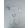 0-3 3-6 Ay Minik Tavşan Nakışlı Boydan Çıtçıt Kapamalı Kız Erkek Bebek Tulumu
