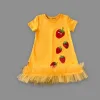 1-2-3 Yaş Payetli Çilekler Nakışlı Eteği Fırfırlı Jile Kız Çocuk Elbisesi