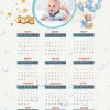 2025 Takvimi Kişiye Özel Erkek Bebek Uçan Balon Su Damlalı Tasarım