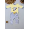 3-6 6-9 9-12 12-18 Ay Yavru Koala Nakışlı Uzun Kollu Sweat 2li Kız Erkek Bebek Takımı