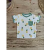 3-6 6-9 9-12 Ay Ananas Baskılı Şort Tişört 2 Li Kız Erkek Bebek Takımı