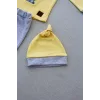 3-6 6-9 9-12 Ay Minik Dino Nakışlı Şapkalı Uzun Kollu Sweat 3lü Kız-erkek Bebek Takımı