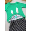 3-6 6-9 9-12 Ay Şımarık Tavşan Nakışlı Şapkalı Uzun Kollu Sweat 3lü Kız-erkek Bebek Takımı
