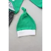 3-6 6-9 9-12 Ay Şımarık Tavşan Nakışlı Şapkalı Uzun Kollu Sweat 3lü Kız-erkek Bebek Takımı