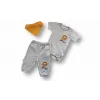 3-6 6-9 9-12 Ay Yavru Aslan Nakışlı Bandajlı Kısa Kollu Zıbınlı 3lü Erkek Bebek Takımı