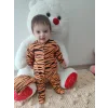 3-6-9-12 Ay Pooh Desenli Zebra Çizgili Şapkalı Sweatli 3lü Kız Erkek Bebek Tulumu(sarı)
