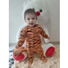 3-6-9-12 Ay Pooh Desenli Zebra Çizgili Şapkalı Sweatli 3lü Kız Erkek Bebek Tulumu(sarı)