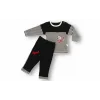 6-9 9-12 12-18 18-24 24-36 Ay Sport Baskılı Çizgili Uzun Kollu Sweatli 2li Erkek Bebek Takımı