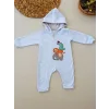 6-9 9-12 Ay Ef Çizgi Boy Fermuarlı Hayvanlar Alemi Nakışlı Kapşonlu Kız Erkek Bebek Tulumu