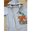 6-9 9-12 Ay Ef Çizgi Boy Fermuarlı Hayvanlar Alemi Nakışlı Kapşonlu Kız Erkek Bebek Tulumu