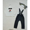 9-12-18 Ay Papyonlu Sweat Kot Pantolon 2li Erkek Bebek Salopet Takımı
