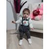 9-12-18 Ay Papyonlu Sweat Kot Pantolon 2li Erkek Bebek Salopet Takımı