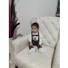 9-12-18 Ay Papyonlu Sweat Kot Pantolon 2li Erkek Bebek Salopet Takımı