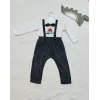 9-12-18 Ay Papyonlu Sweat Kot Pantolon 2li Erkek Bebek Salopet Takımı