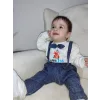 9-12-18 Ay Papyonlu Sweat Kot Pantolon 2li Erkek Bebek Salopet Takımı