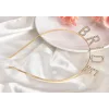 Altın Gold Renk Bekarlığa Veda Kristal Taş Bride Tacı İthal 16x10 Cm