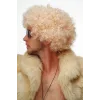 Altın Renk Kıvırcık Afro Bonus Peruk Saç Parti Peruğu Platin Gold
