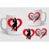 Baskılı Porselen Kupa Bardak Çift Taraflı Baskı 1 Adet Tutku Love