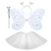 Beyaz Kelebek Kostümü - Beyaz Kelebek Kostüm Aksesuar Seti 4 Parça