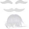Beyaz Renk Kendinden Yapışkanlı Takma Sakal Bıyık Ve Kaş Seti
