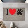 Dijital Baskı Gri I Love Pati Kırmızı Kalpli Dekoratif Kapı Paspası K-2075