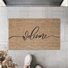 Dijital Baskı Kahverengi İtalik Yazılı Welcome Dekoratif Kapı Paspası K-2004