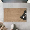 Dijital Baskı Kahverengi Kenardan Bakan Kara Kedi Dekoratif Kapı Paspası K-2018