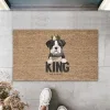 Dijital Baskı Kahverengi King Yazılı Taçlı Köpek Dekoratif Kapı Paspası K-2052