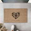 Dijital Baskı Kahverengi Patili Kalp I Love Animals Dekoratif Kapı Paspası K-2011