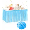 Kendinden Yapışkanlı Makaron Mavi Püsküllü Masa Eteği – 75 X 275 Cm Parti Süslemesi